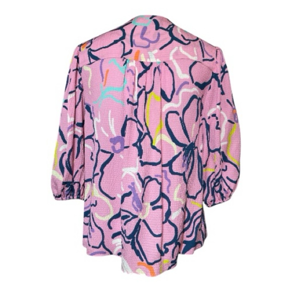 Tanya Taylor Camilla Squiggle Floral Silk Top Size 6 - Picture 4 of 6